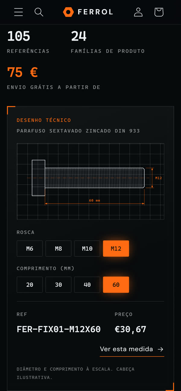 Desenho técnico da Ferrol no telemóvel